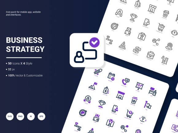Business Strategy Icon Pack – A Versatile Graphics Set for Commercial Design