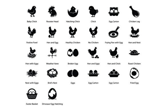 Chicken and Egg Icons: Graphics and Icons for Creative Brands
