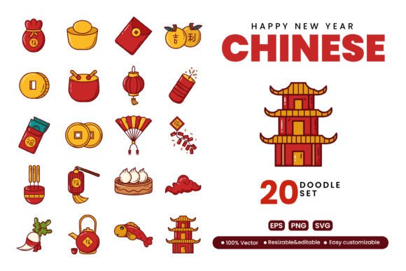 Chinese Happy New Year Doodle 1 Graphics & Icons