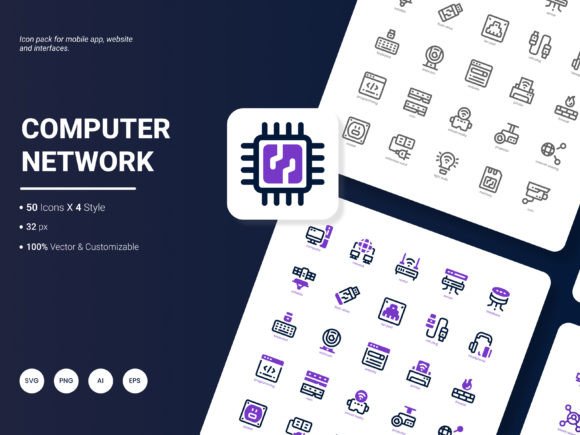 Computer Network Icon Pack: Graphics and Icons for Digital Publishing