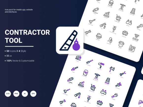 Contractor Tool Icon Pack: Graphics for Local Business