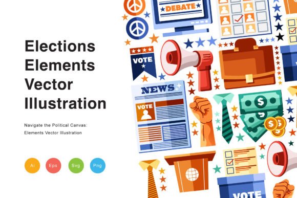 Elections Elements Vector Illustration: A Bold Graphic Design Asset for Marketers