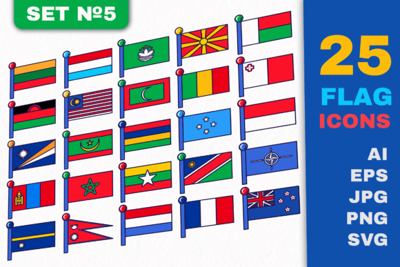 Flag Icons Set 5: Graphics and Icons for Global Design