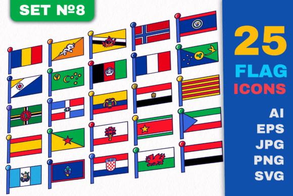 Flag Icons Set 8 – Graphics and Icons for Digital Sellers