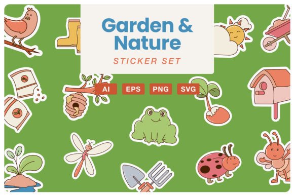 Garden and Nature Sticker Set: A Versatile Graphic Design Asset for Digital Sellers