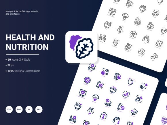 Health and Nutrition Icon Pack: A Powerful Graphic Design Asset for Modern Brands