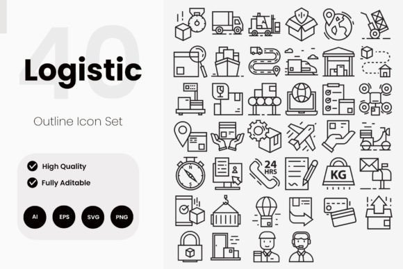 Logistic Outline Icons: A Practical Graphic Design Asset for Digital Sellers