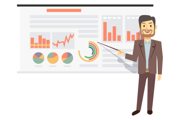 Man Showing Financial Business Infograph Graphics