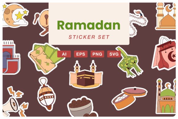 Ramadan Kareem Sticker Set: Graphics & Illustrations for Creative Design