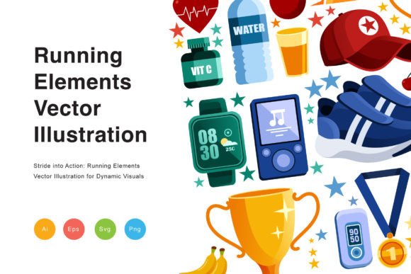 Running Elements Vector Illustration: A Dynamic Design Asset for Modern Branding