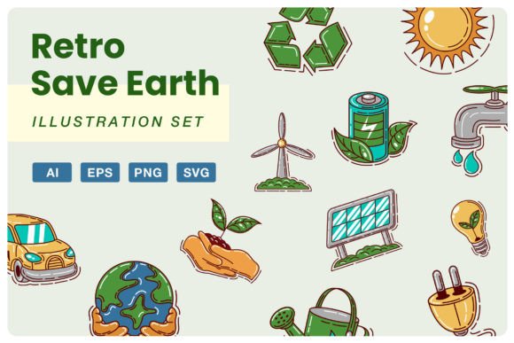 Save Earth Element Sets: Graphics and Illustrations for Modern Branding