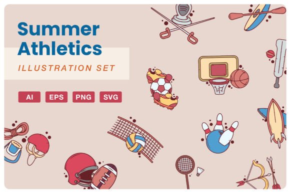 Summer Sport Illustration Kit: A Graphic Design Asset for Creative Entrepreneurs