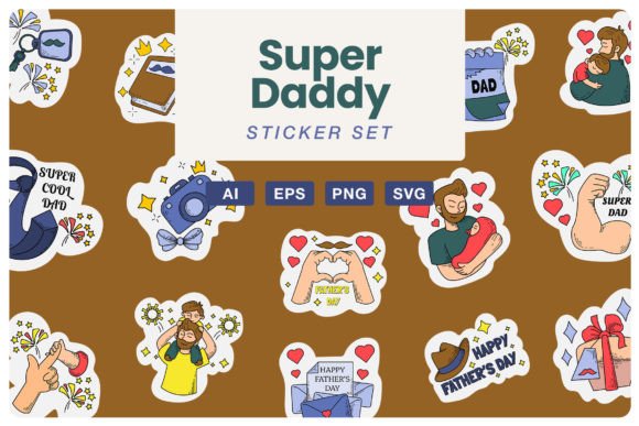 Super Daddy Sticker Set: A Versatile Graphic Design Asset for Creative Marketers