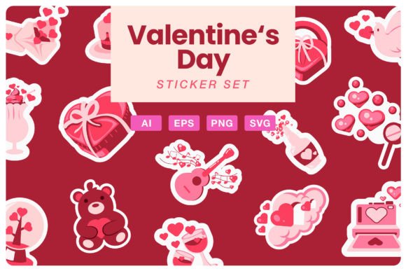 Valentine Day Sticker Set: Graphics & Illustrations for Local Branding
