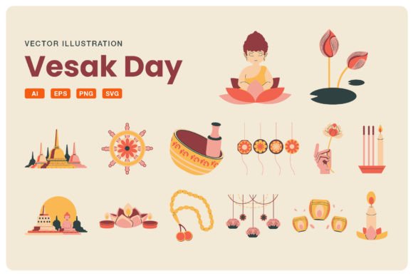 Vesak Day Illustration: A Graphic Design Asset for Real Crafting Projects