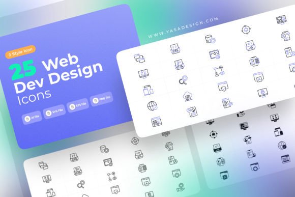 Web Design Development Icons Set – A Must-Have Graphic Design Asset for Digital Sellers